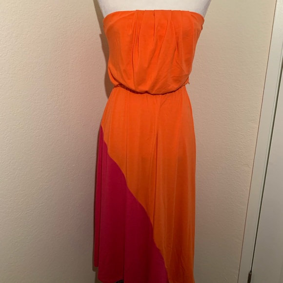 American Rag strapless sundress in coral and pink - Picture 1 of 9